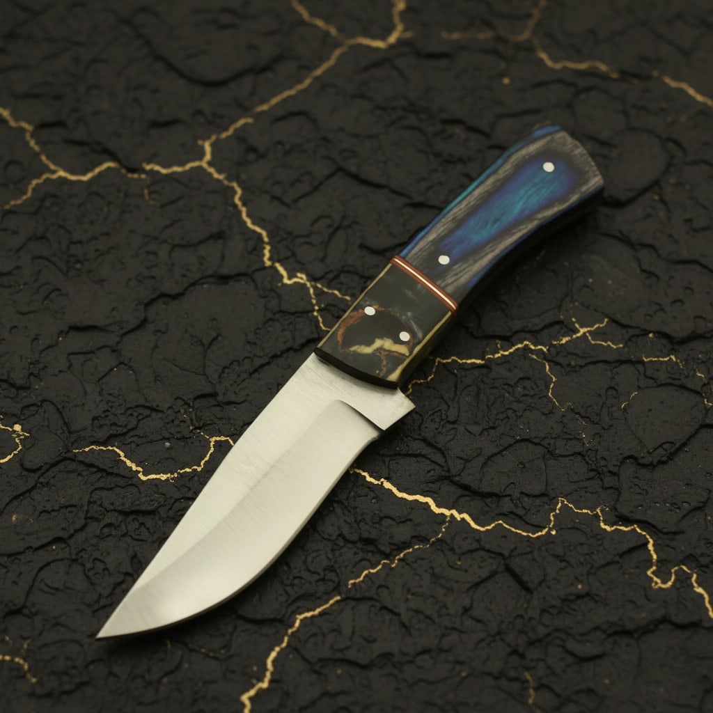 Handmade Damascus Steel Skinning Knife Fixed Blade Hunting Tool with Sheath (1 of 6)