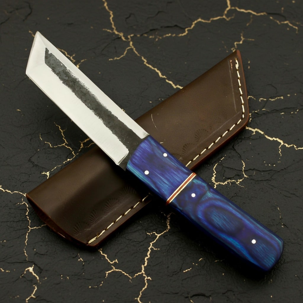 Handcrafted Carbon Steel Tanto Knife Fixed Blade Forged Railroad Spike Tool (1 of 6)