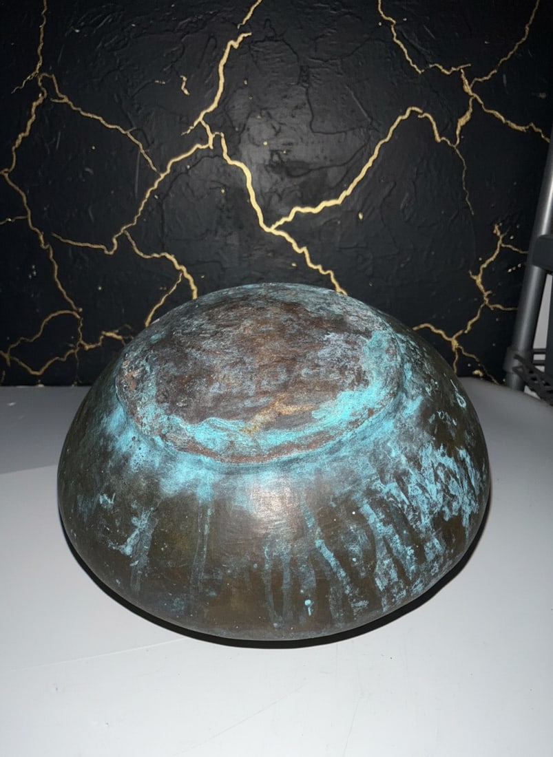 Vintage Handled Copper Fireplace Cauldron Kettle with Serving Dipper - 5
