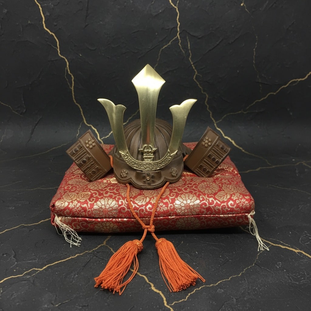 Japanese Samurai Kabuto Helmet Late 1960s Traditional Warrior Display Set: Title:Japanese Samurai Kabuto Helmet Late 1960s Traditional Warrior Display Set Description:This vintage Japanese Samurai Kabuto helmet is a high-quality replica dating back to the late 1960s. It serv