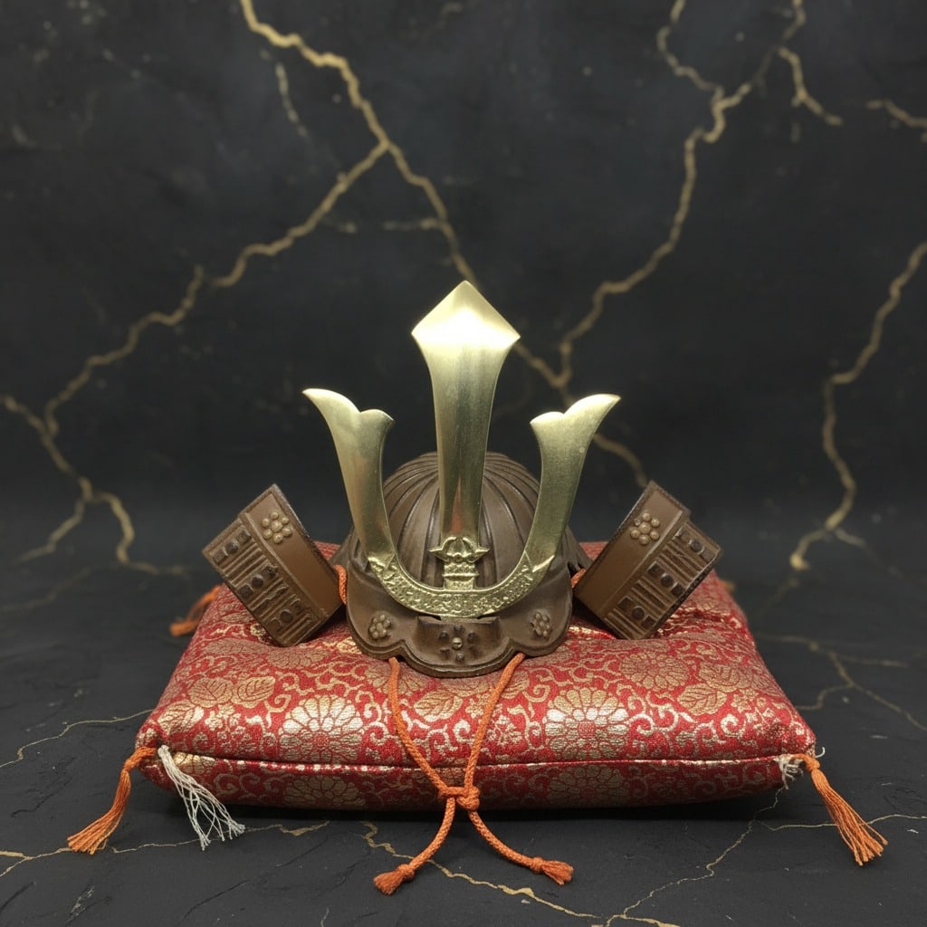 Japanese Samurai Kabuto Helmet Late 1960s Traditional Warrior Display Set - 2