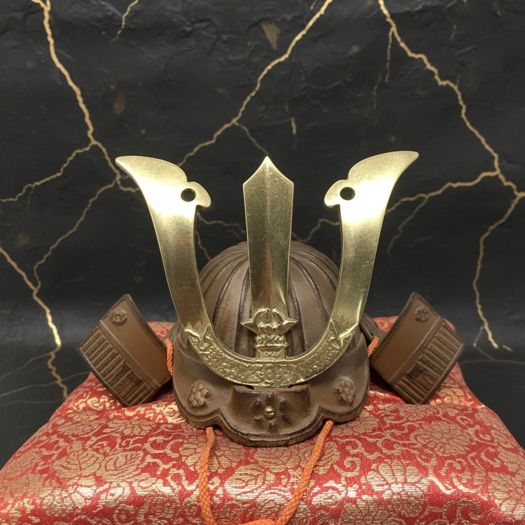 Japanese Samurai Kabuto Helmet Late 1960s Traditional Warrior Display Set - 3