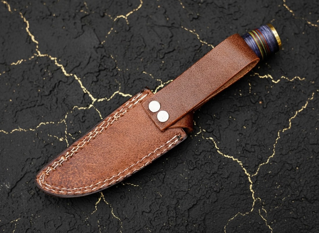 Handmade Damascus Steel Skinning Knife Stag Horn Handle Hunting Tool - 3