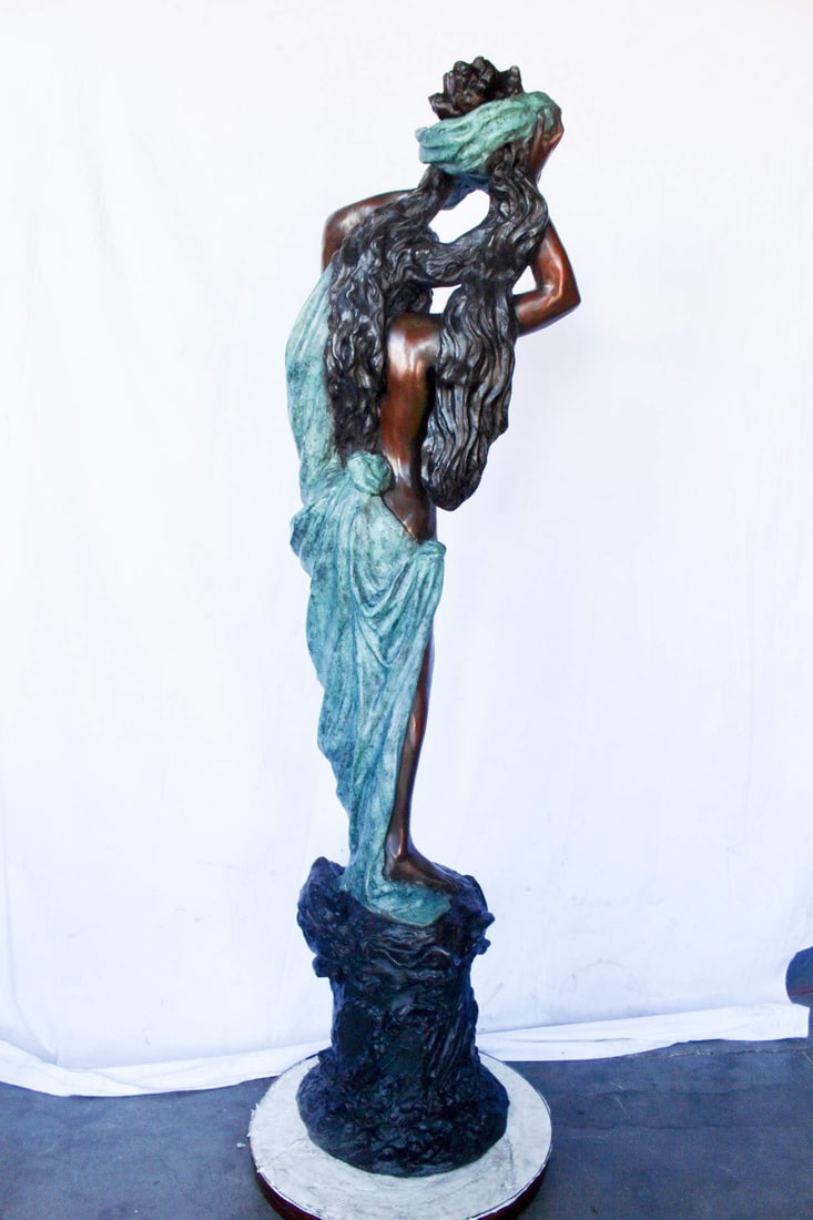 Half-naked woman holding a basket bronze statue Art Nude - Size: "L x "W x "H. - 12