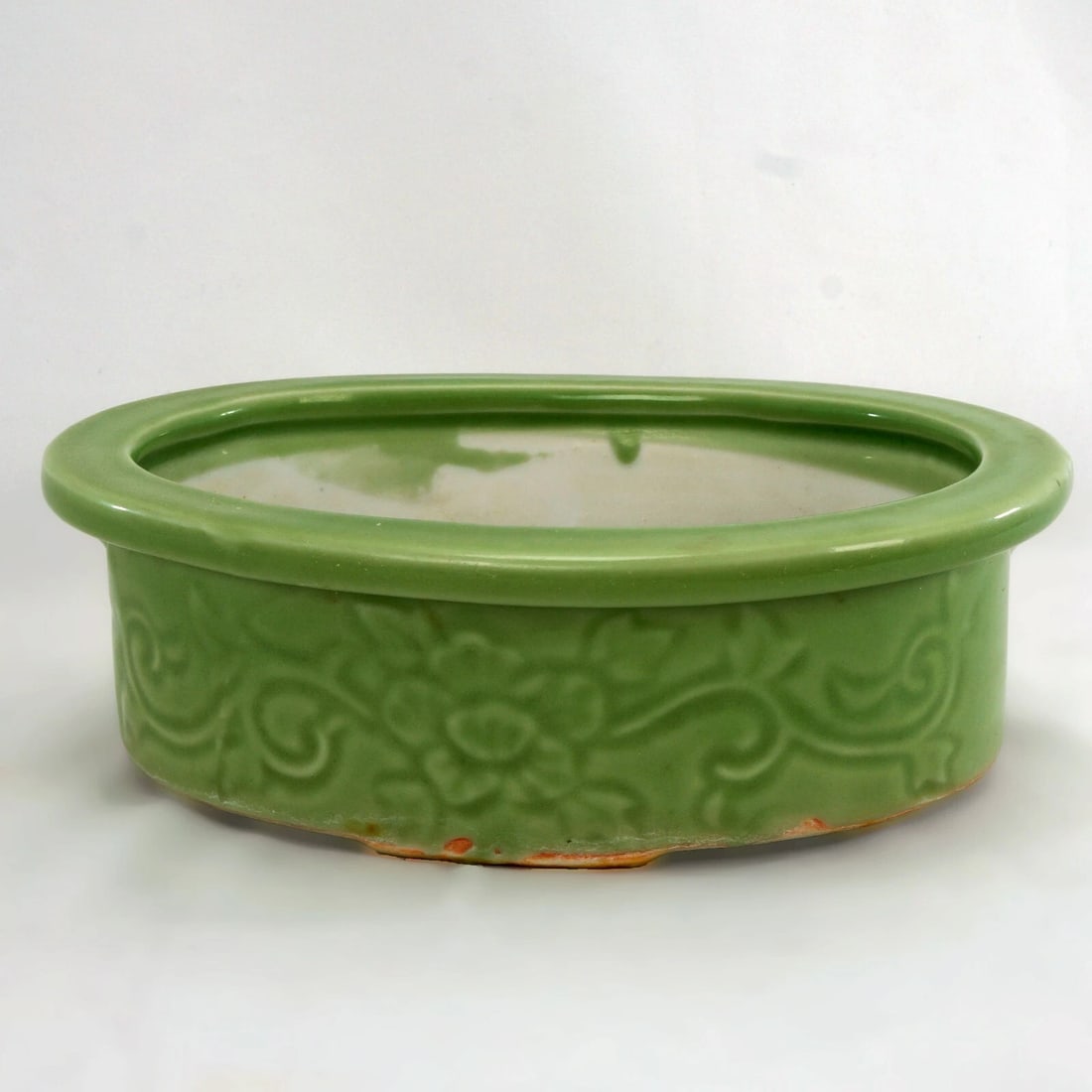 Japanese Celadon Footed Bulb Pot 1920's/30's - 5