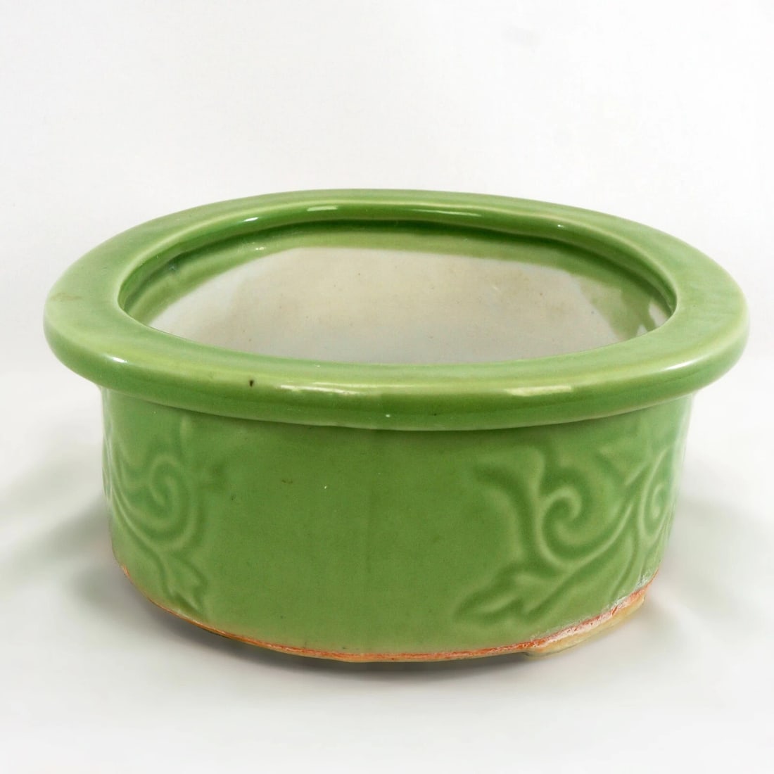 Japanese Celadon Footed Bulb Pot 1920's/30's - 6