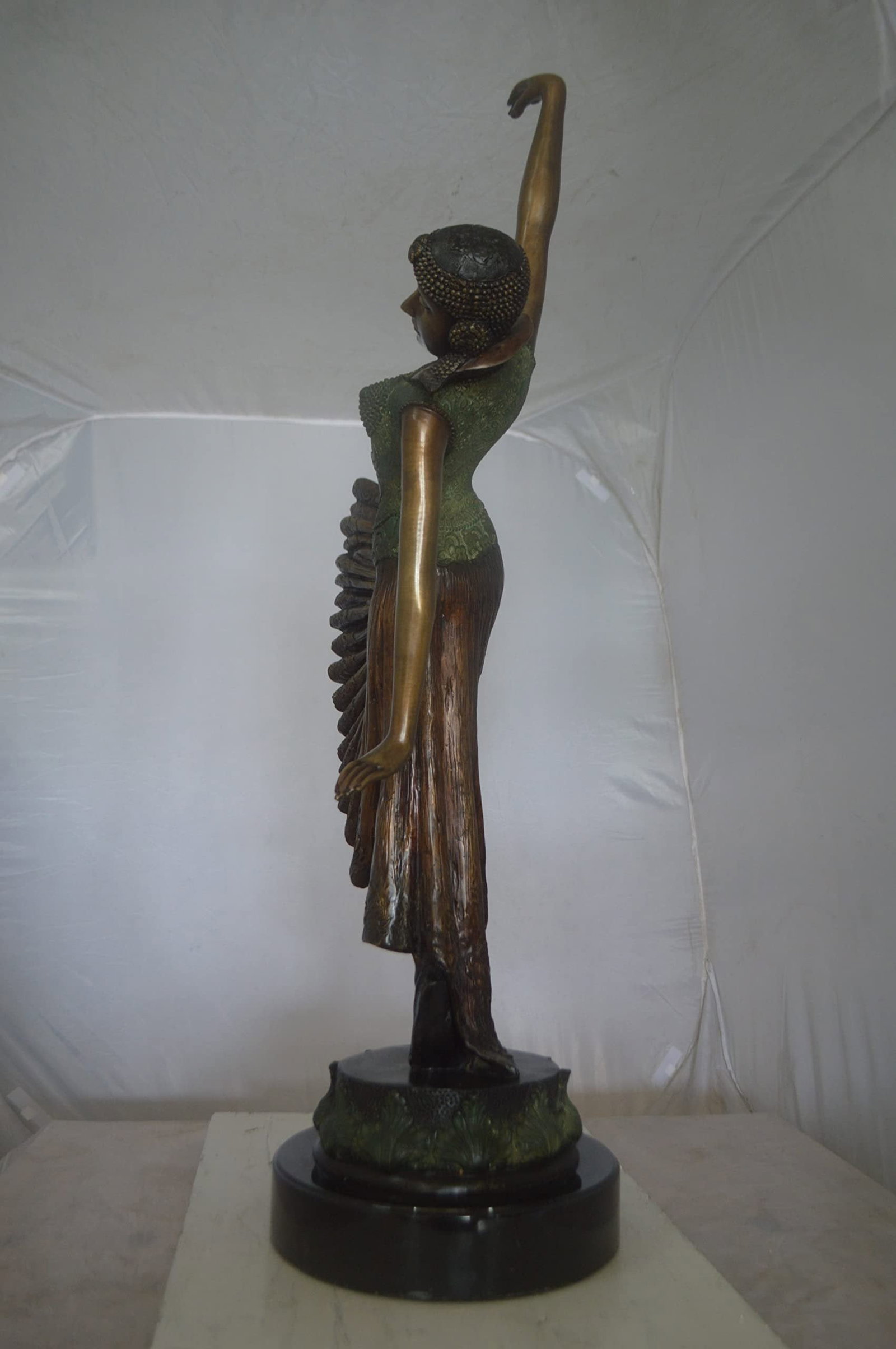 Beautiful Dancer Performing Bronze Statue - Size: 27"L x 12"W x 48"H. - 10