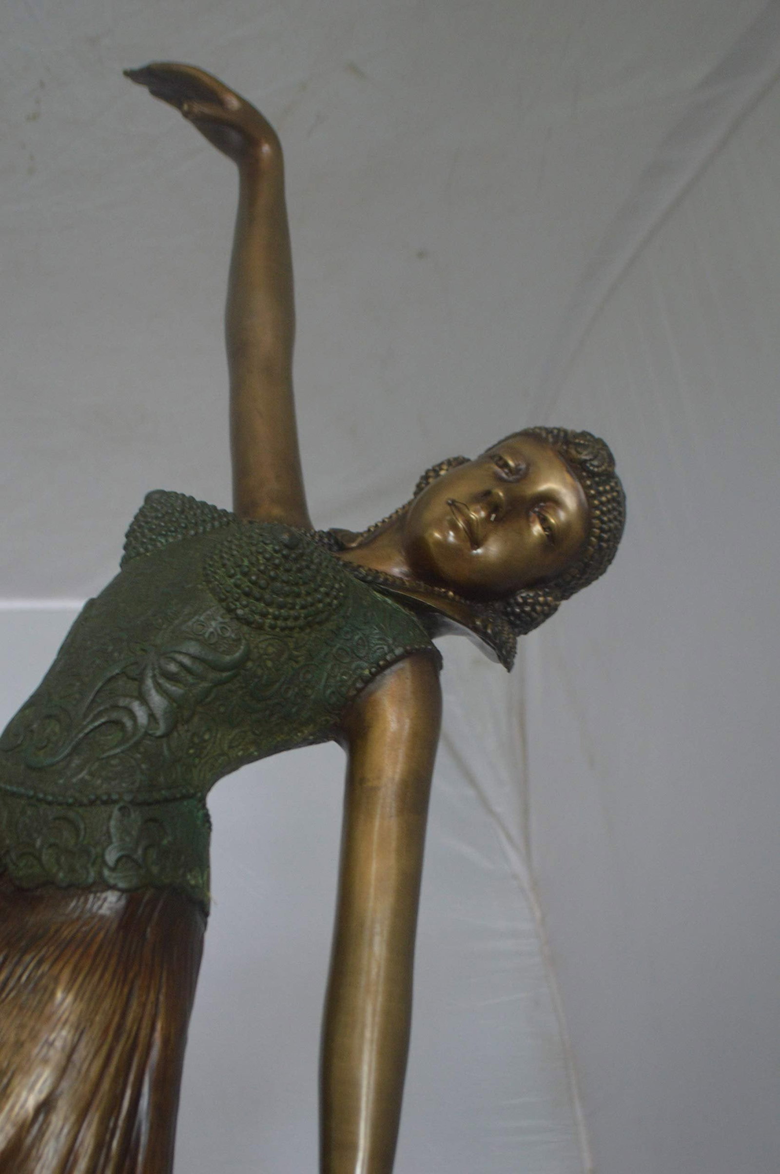 Beautiful Dancer Performing Bronze Statue - Size: 27"L x 12"W x 48"H. - 6