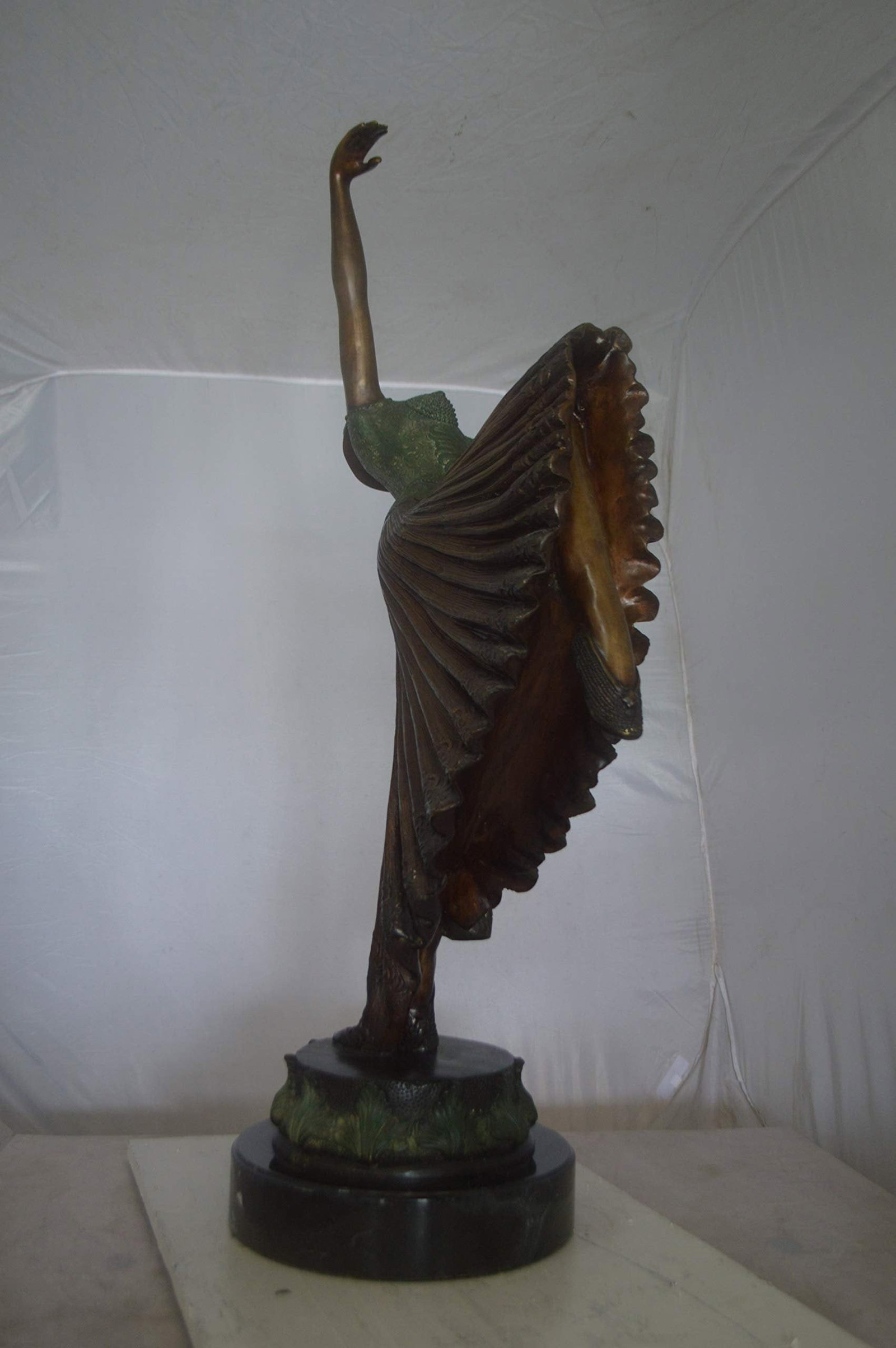 Beautiful Dancer Performing Bronze Statue - Size: 27"L x 12"W x 48"H. - 7
