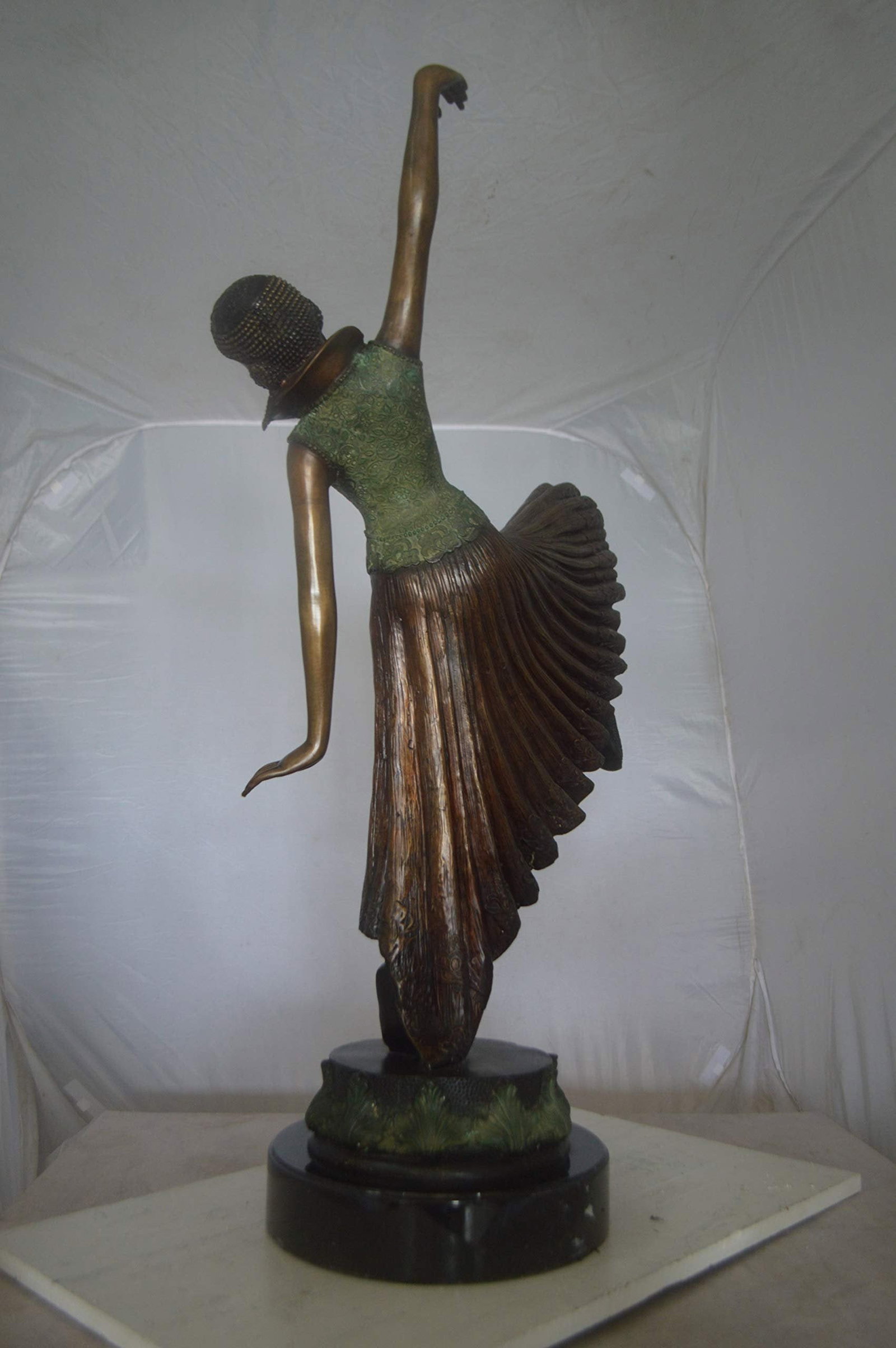Beautiful Dancer Performing Bronze Statue - Size: 27"L x 12"W x 48"H. - 9