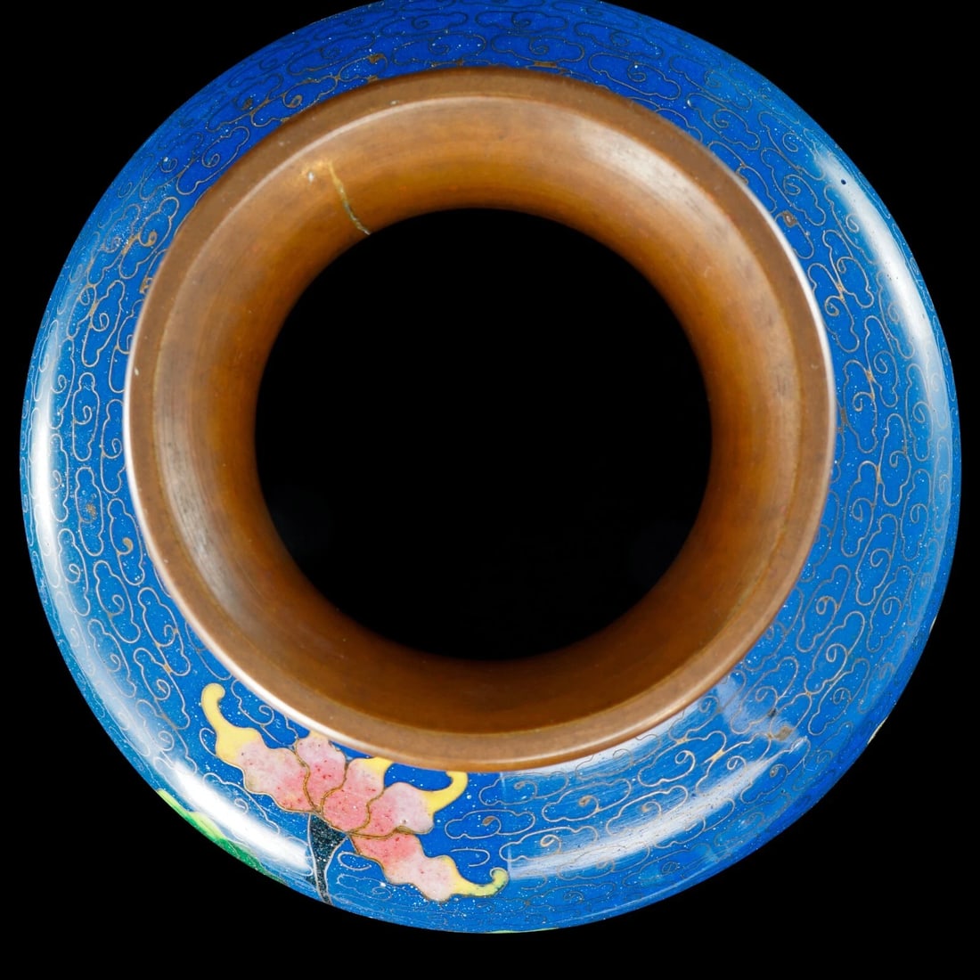 Chinese Blue Cloisonné Floral Vase c 1930s - 9