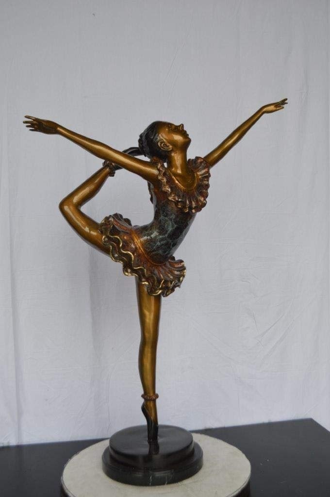 Ballet Dancer Dancing on one Leg Bronze Statue - Size: 35"L x 14"W x 47"H. - 5