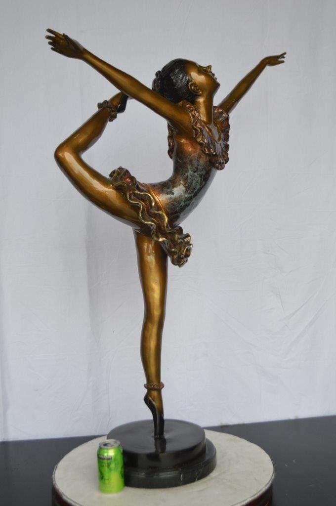 Ballet Dancer Dancing on one Leg Bronze Statue - Size: 35"L x 14"W x 47"H. - 6