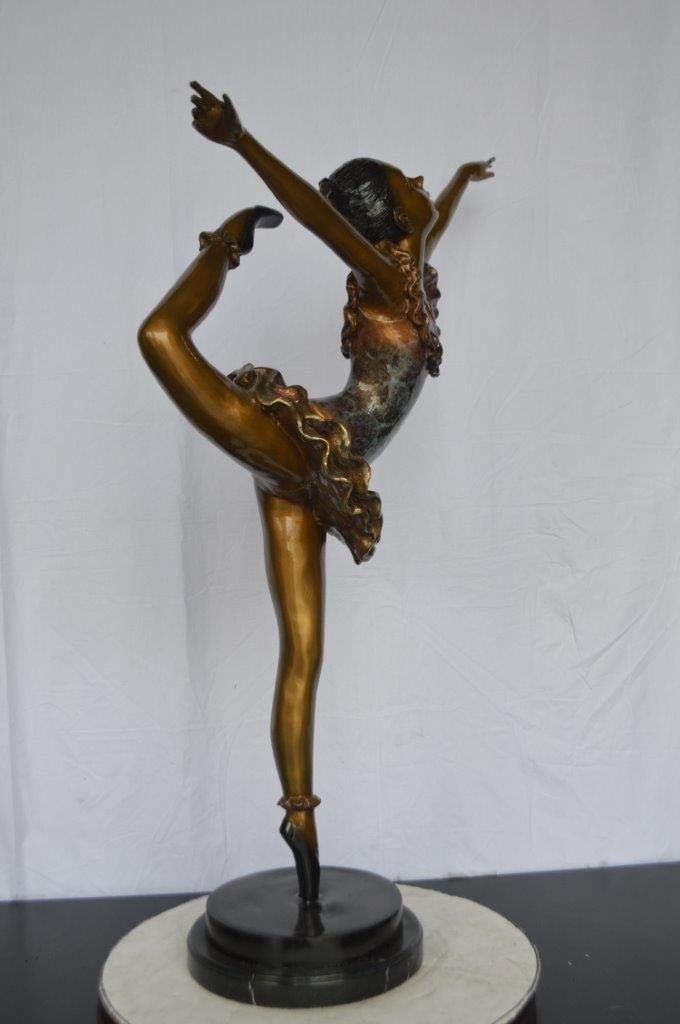 Ballet Dancer Dancing on one Leg Bronze Statue - Size: 35"L x 14"W x 47"H. - 7