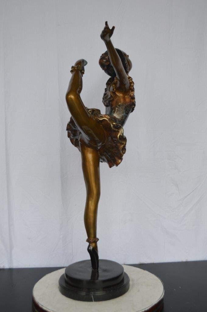 Ballet Dancer Dancing on one Leg Bronze Statue - Size: 35"L x 14"W x 47"H. - 8