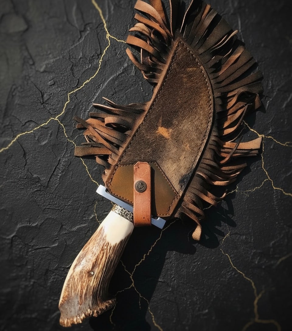 Handmade D2 Steel Bowie Knife Stag Crown Brass Handle Clip Point Custom - 3