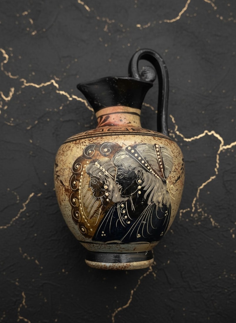 Handcrafted Ancient Greek Style Ceramic Vase Museum Quality Pottery Decor: Title:Handcrafted Ancient Greek Style Ceramic Vase Museum Quality Pottery Decor Description:This high-quality Katana features a distinct red hue, which appears to be a stain on the blade surface. Plea