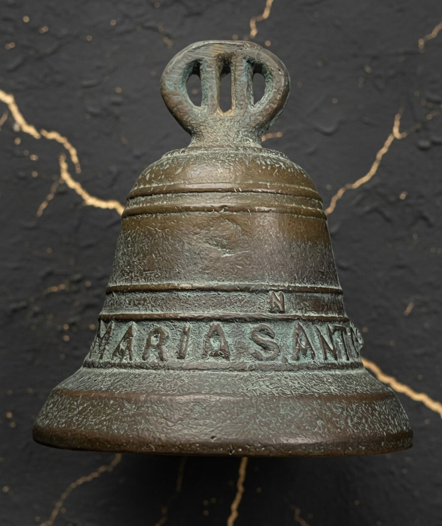 Vintage Spanish Mission Bronze Souvenir Bell Old California Collectible - 3