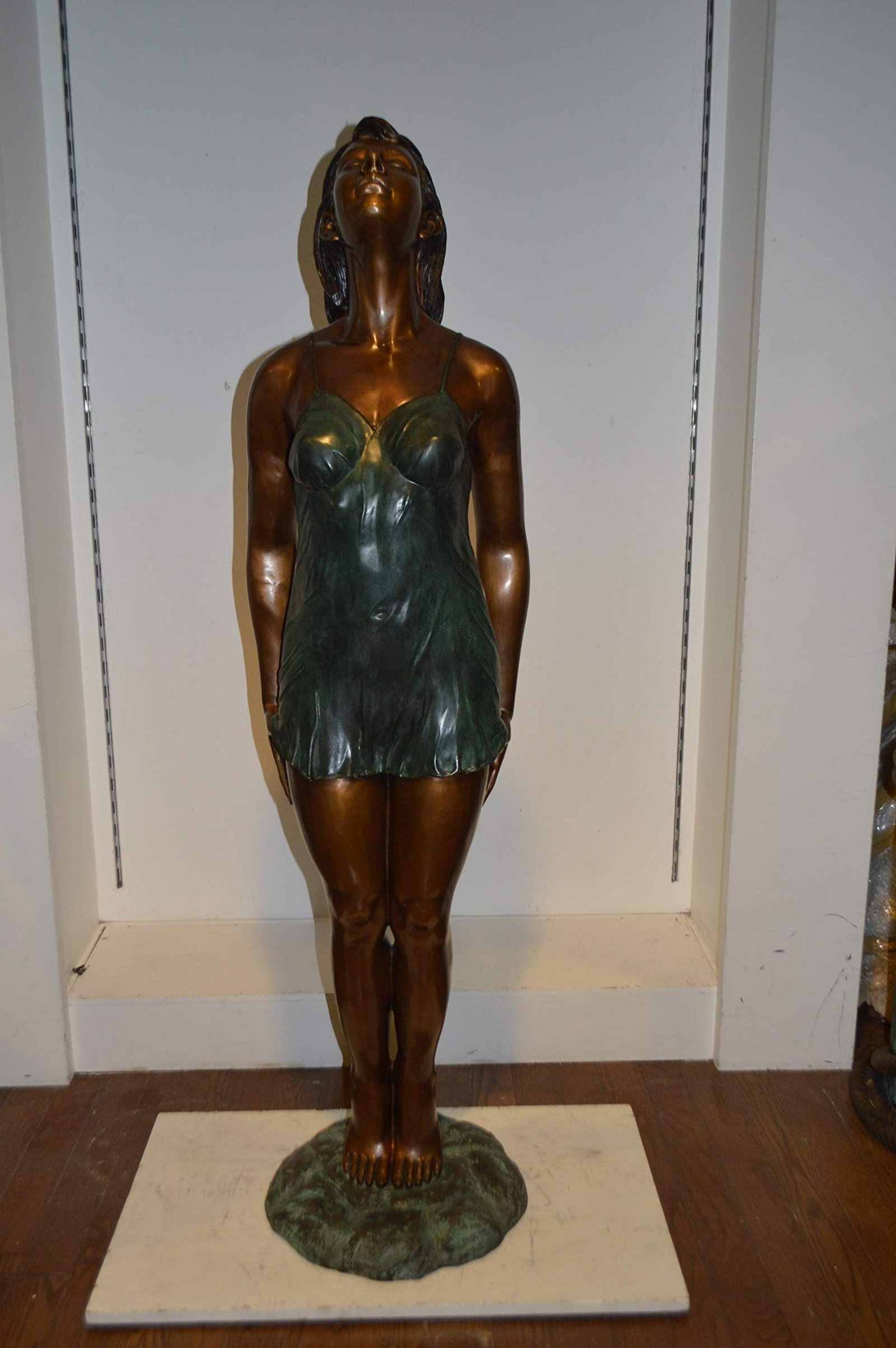 Spring Lady Watching The Sun Bronze Statue - Size: 18"L x 12"W x 64"H - 4