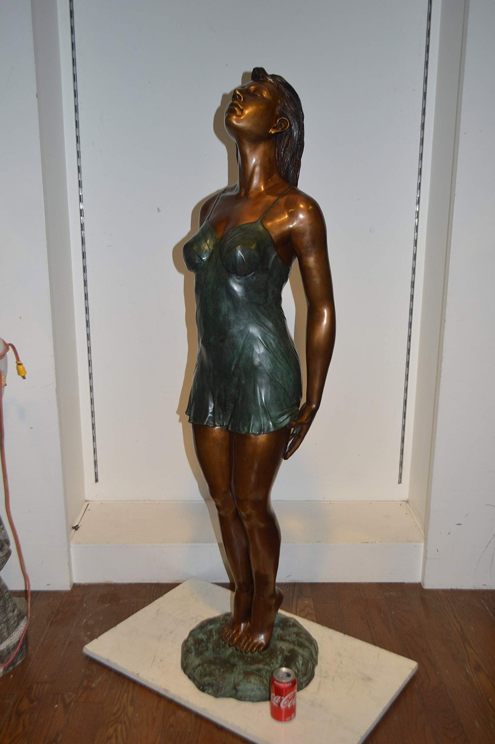 Spring Lady Watching The Sun Bronze Statue - Size: 18"L x 12"W x 64"H - 5