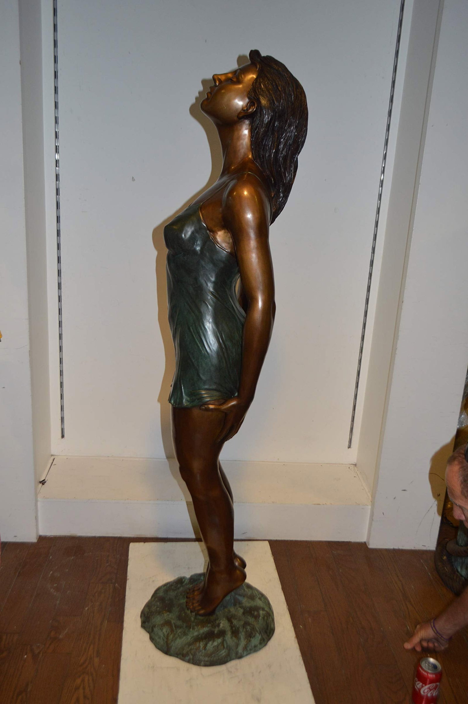 Spring Lady Watching The Sun Bronze Statue - Size: 18"L x 12"W x 64"H - 6