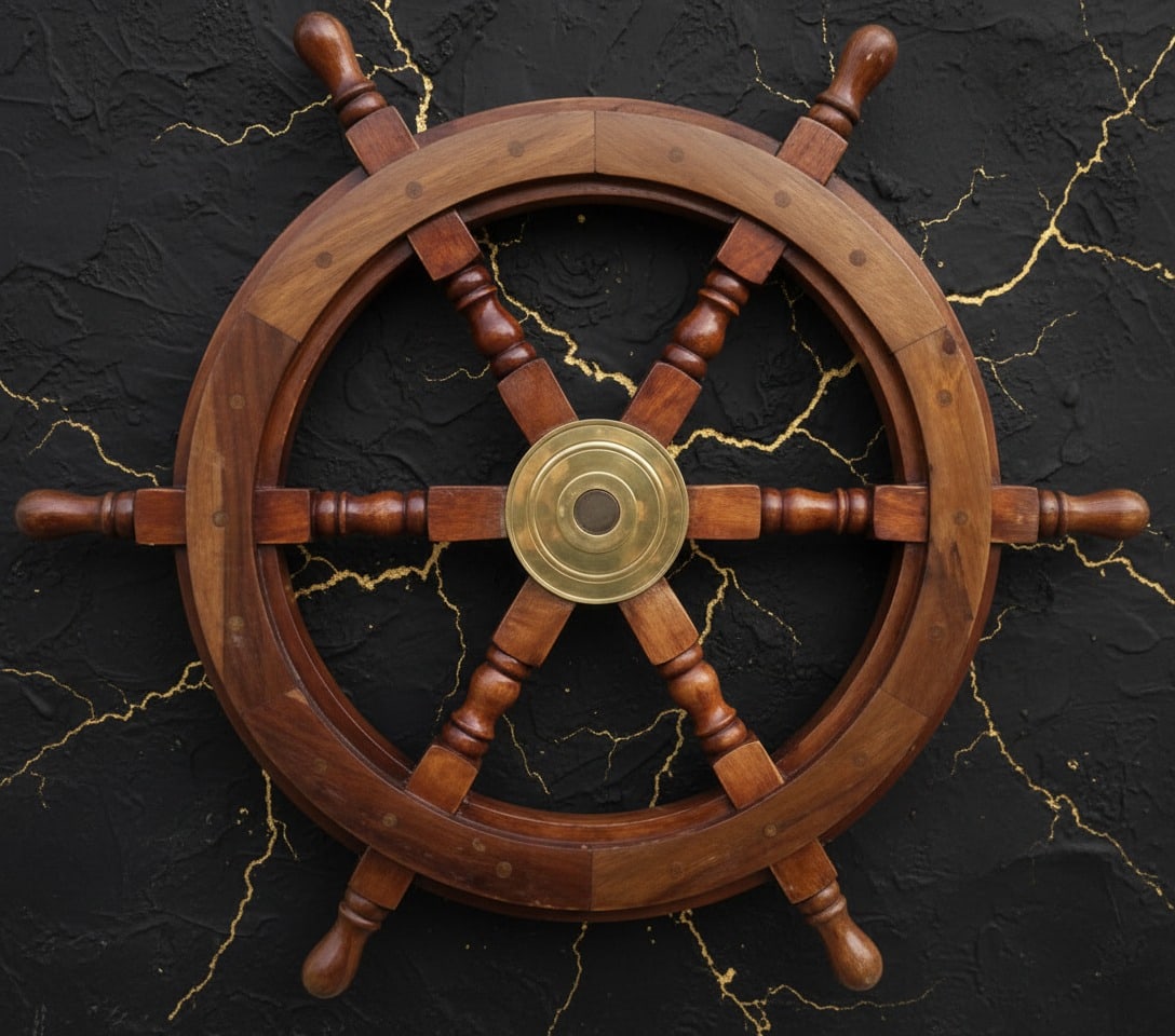 24" Handcrafted Timber Ship Wheel Nautical Wall Hanging Maritime Decor (1 of 5)