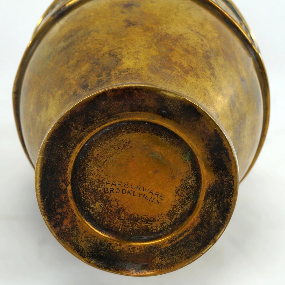 1930s Art Deco Farberware Brass Vase - 7