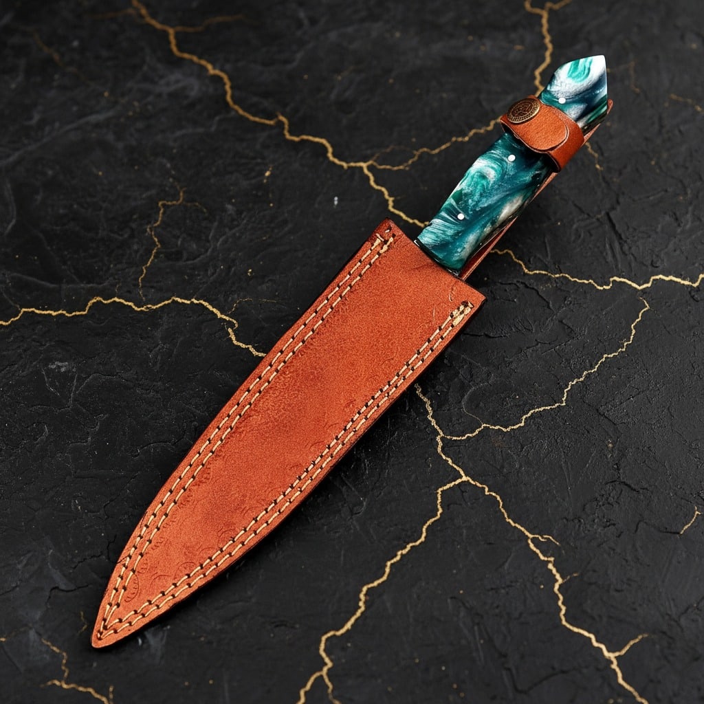 Hand-Forged Damascus Steel Triple-Edge Dagger Knife Custom Blade 2974 - 5