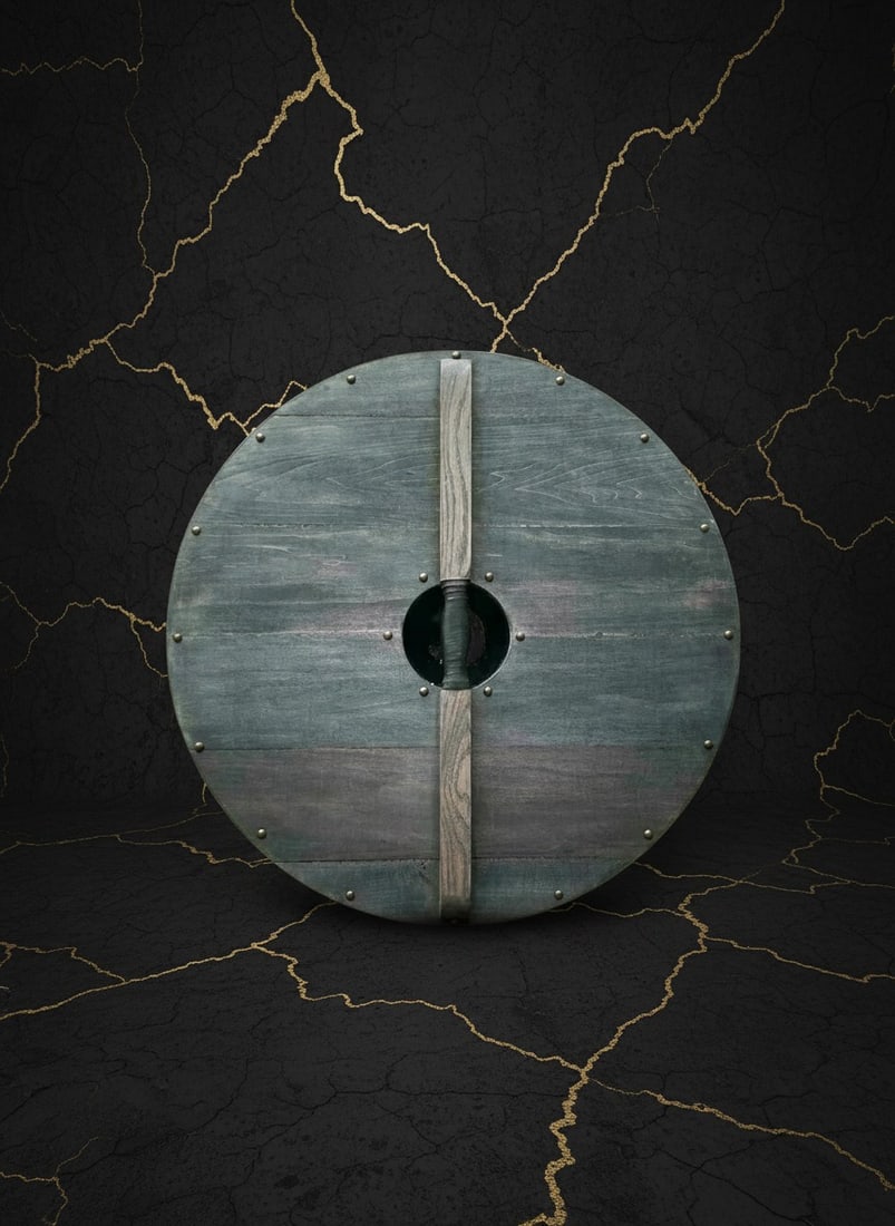 24" Handcrafted Round Wooden Shield Medieval Viking LARP Battle Armor Gift - 4