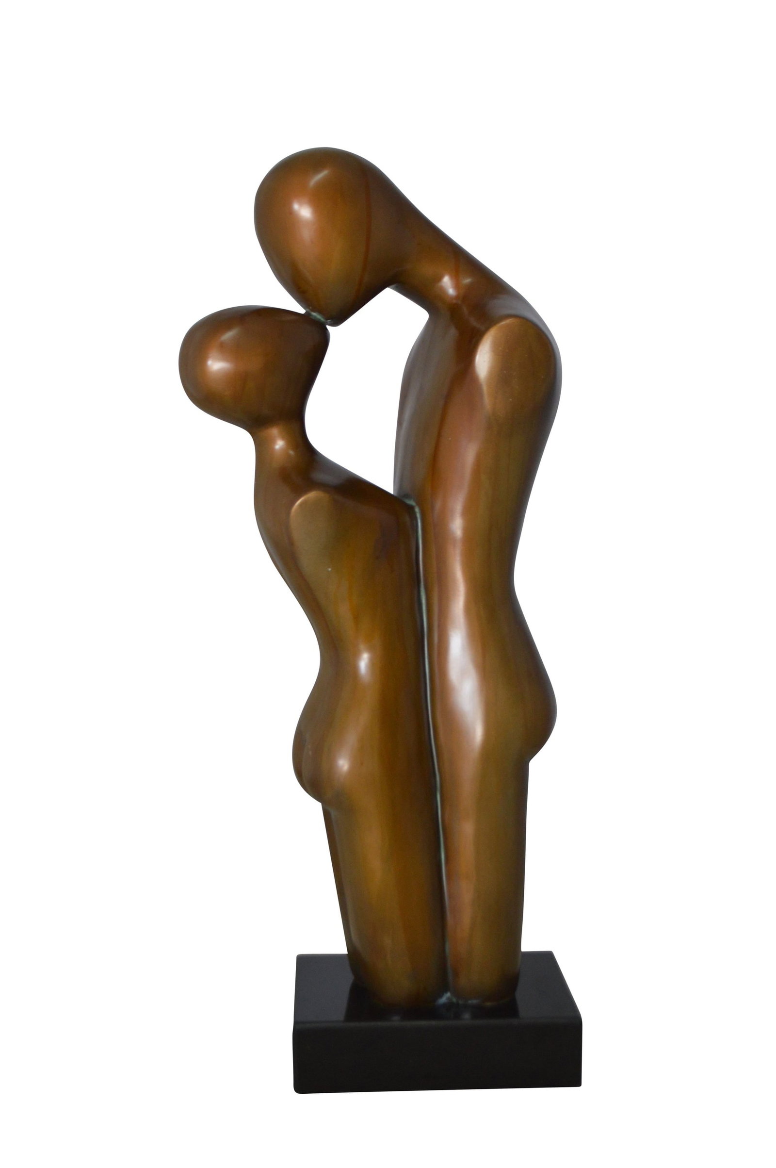 Young Lovers Kissing Resin Statue - Size: 10"L x 8"W x 27"H.: Title:Young Lovers Kissing Resin Statue - Size: 10"L x 8"W x 27"H. Description:This resin statue of young lovers mounted on a marble base, kissing each other. The bronze statue depicts the young