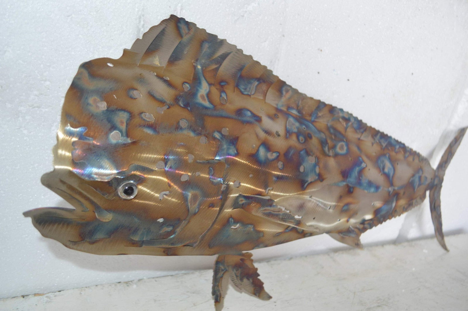 Mahi-Mahi fish laser cut steel wall mounted - Size: 26"L x 2"W x 14"H. - 6