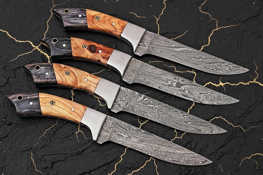 Handmade Damascus Steel Chef Knife Set Custom Forged Kitchen Cutlery - 2