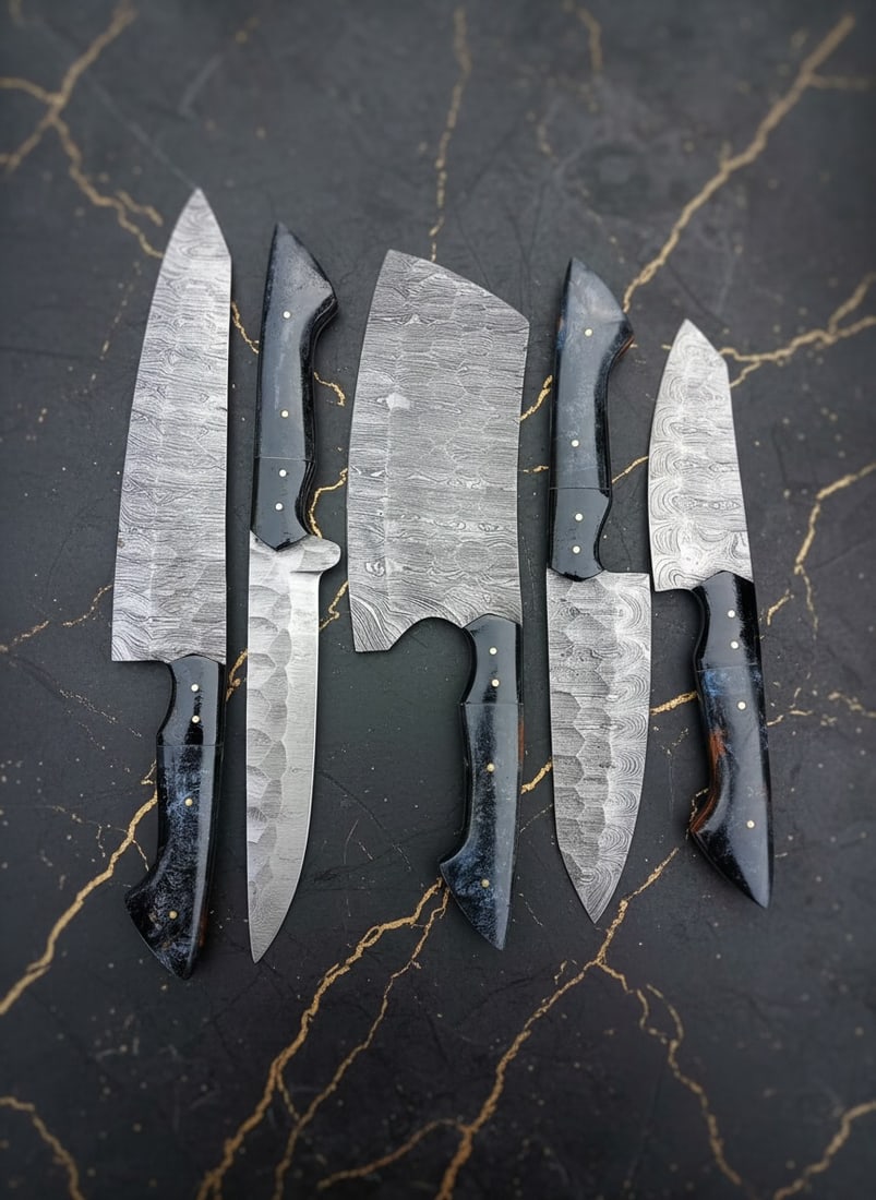 Handcrafted Damascus Steel Kitchen Chef Knife Set Professional Cutlery (1 of 6)