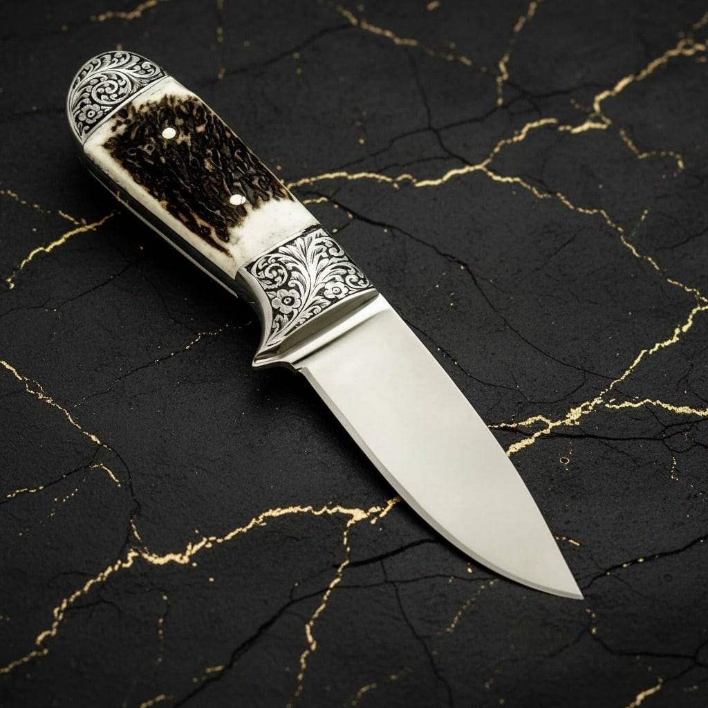 Handmade Stag Handle Hunting Knife Stainless Steel Blade Custom Bushcraft - 4