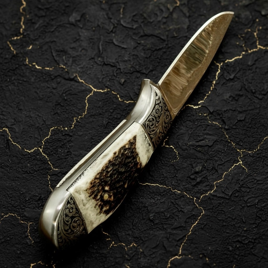 Handmade Stag Handle Hunting Knife Stainless Steel Blade Custom Bushcraft - 5