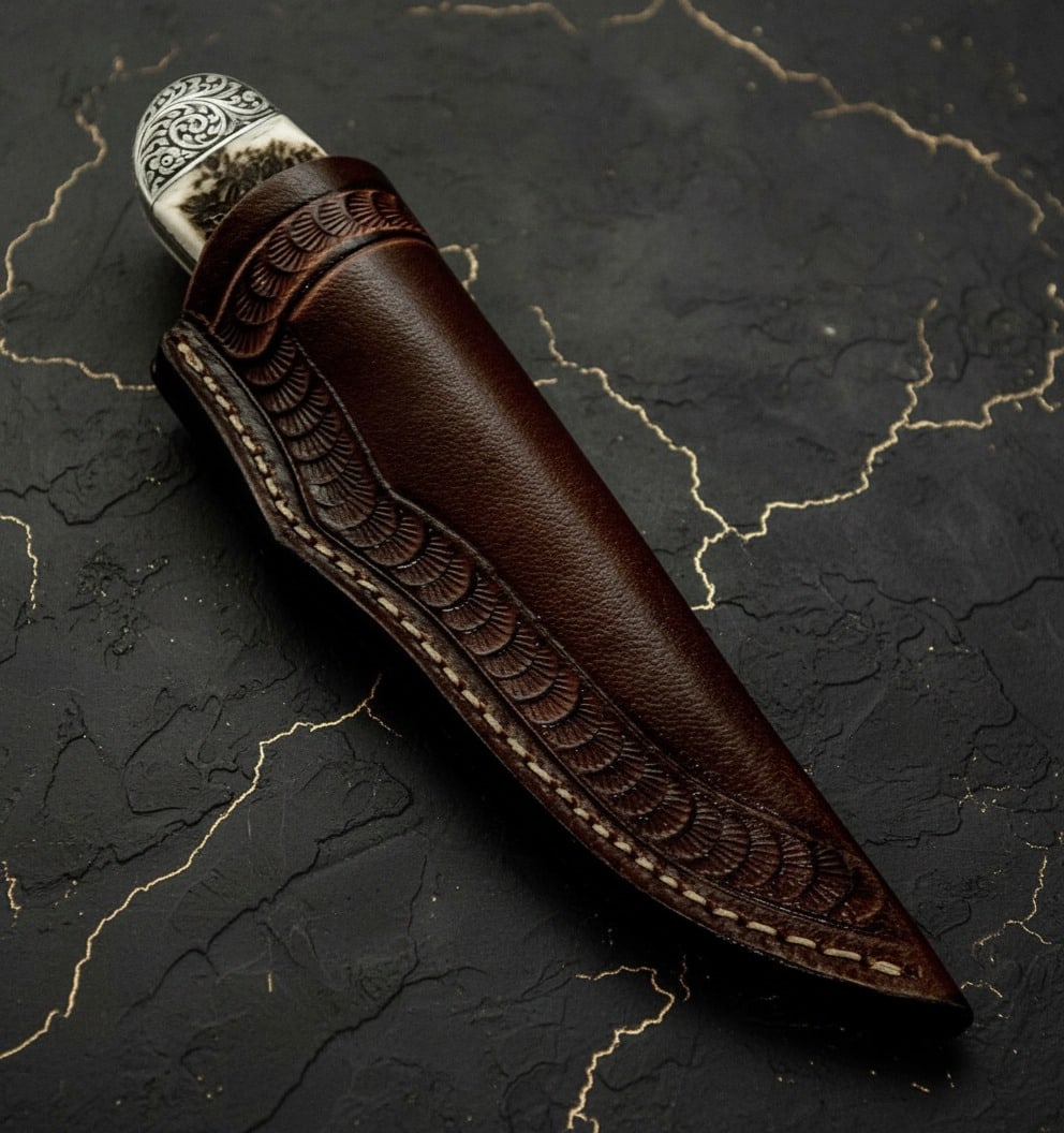 Handmade Stag Handle Hunting Knife Stainless Steel Blade Custom Bushcraft - 6