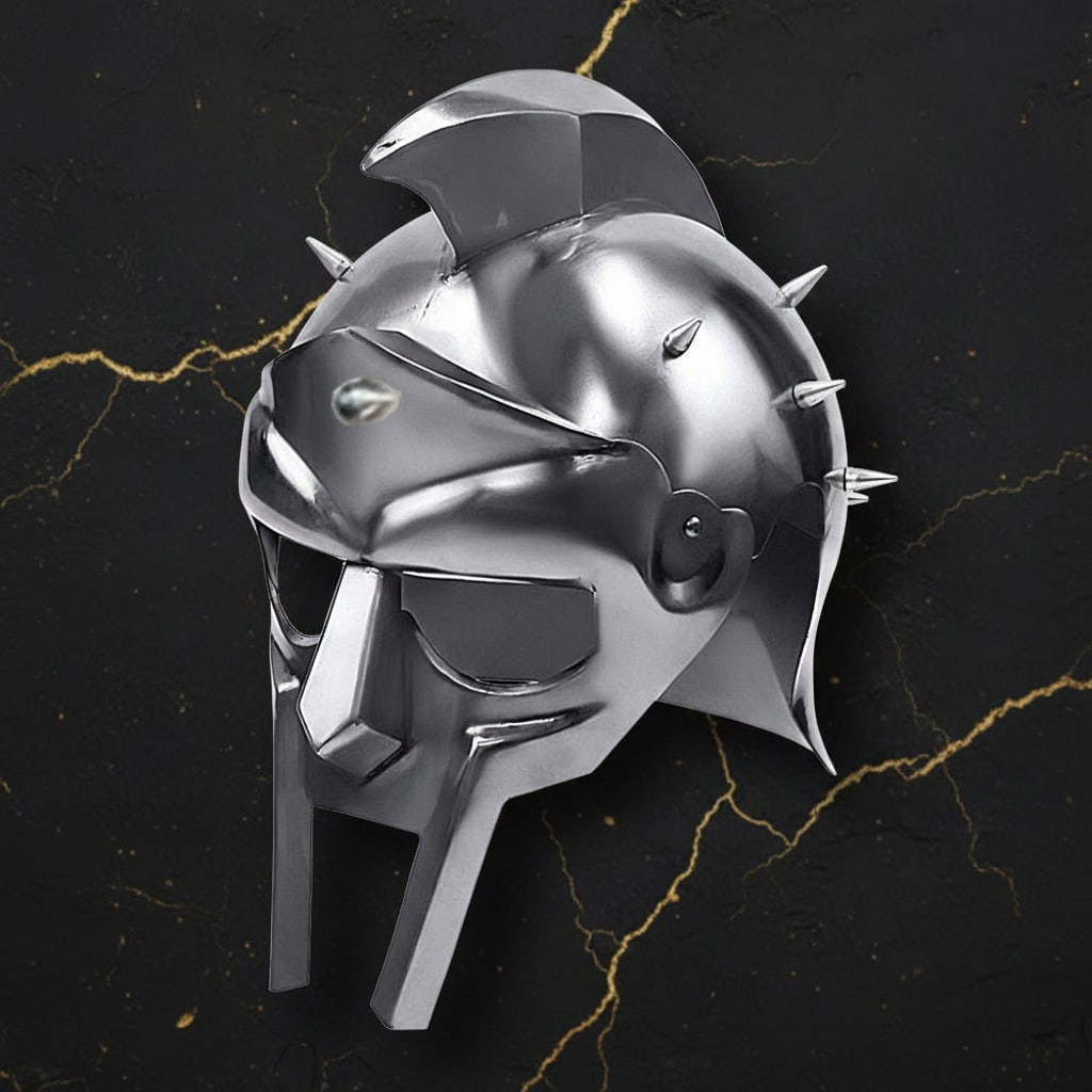 Functional Roman Maximus Gladiator Helmet 18ga Steel Medieval Armor Piece: Title:Functional Roman Maximus Gladiator Helmet 18ga Steel Medieval Armor Piece Description:This is a handmade, full-size replica of the Gladiator Maximus Roman spiked helmet as featured in the movie 