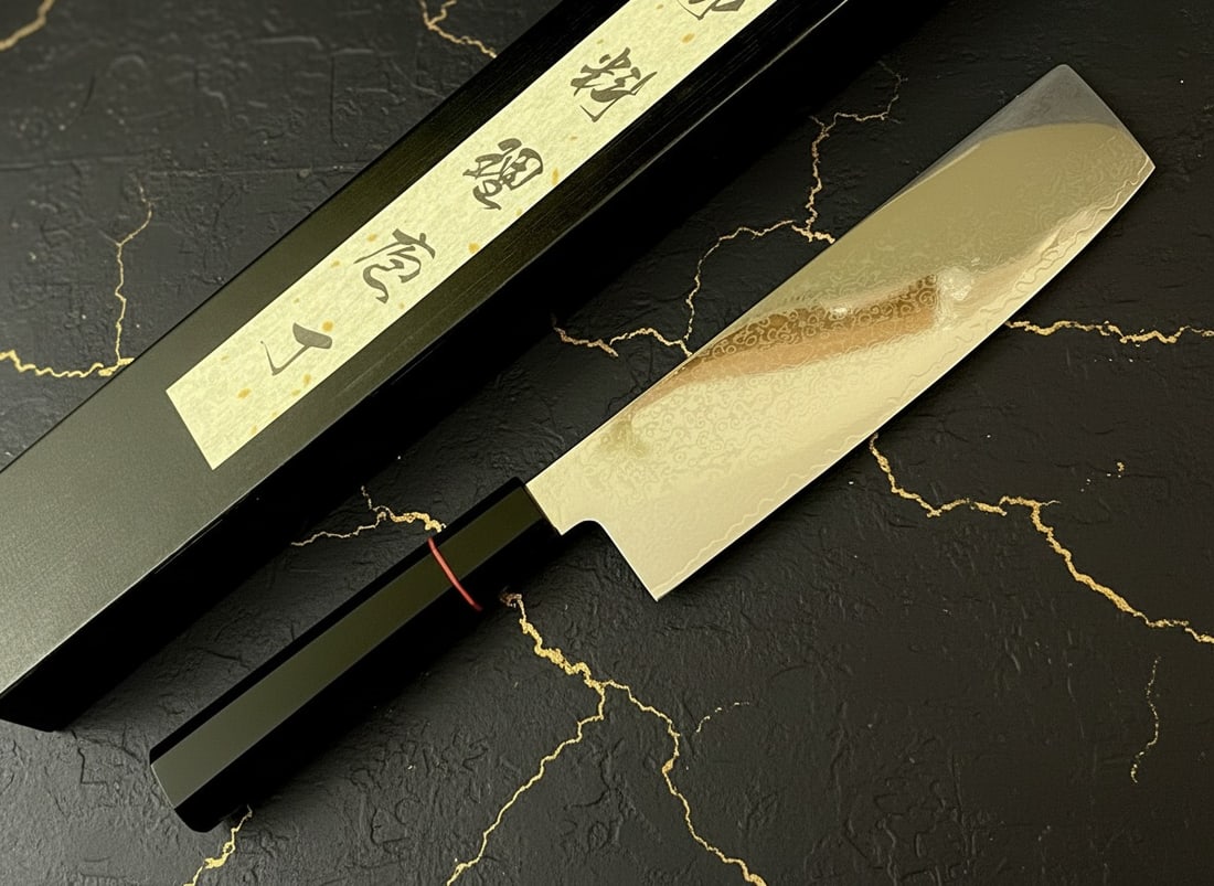 7" Damascus Finish Kitchen Knife, Mirror Polished Steel Nakiri Chef Tool G10 (1 of 8)
