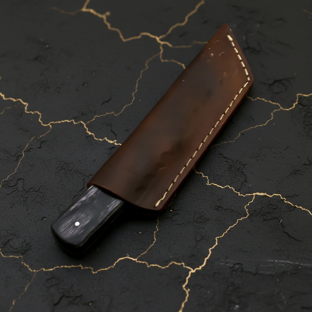 Hand-Forged Damascus Fixed Blade Tanto Hunting Knife With Leather Sheath - 10