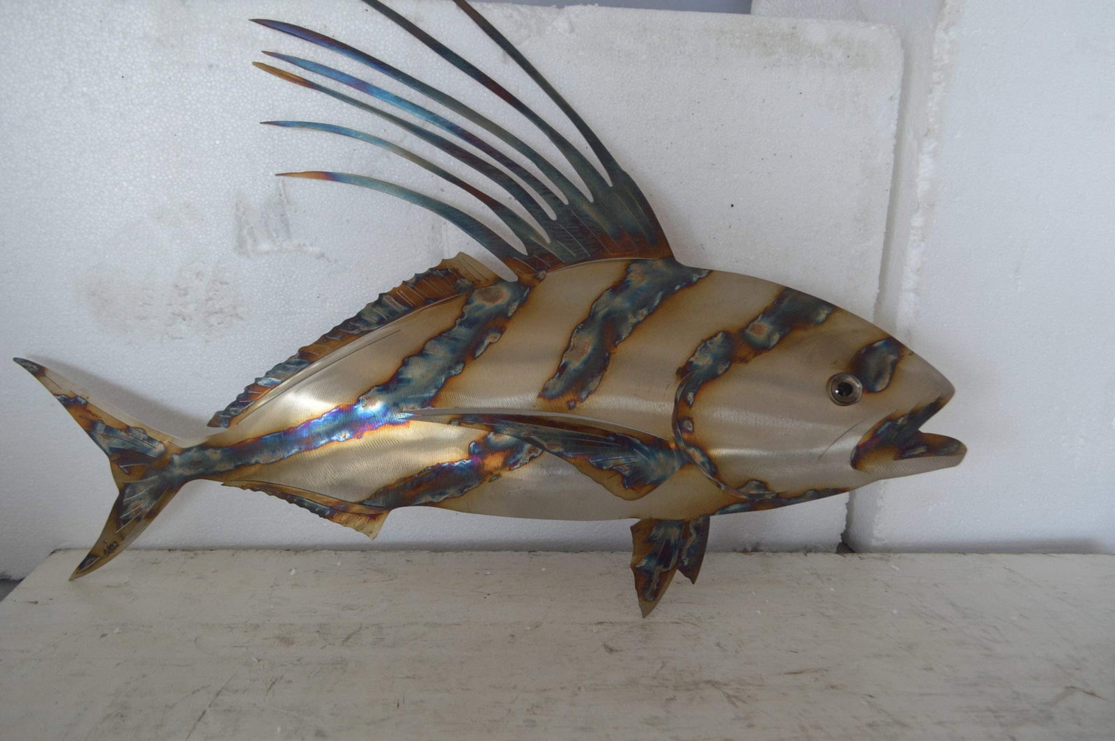 Snapper fish laser cut steel wall mounted - Size: 26"L x 2"W x 17"H. - 4