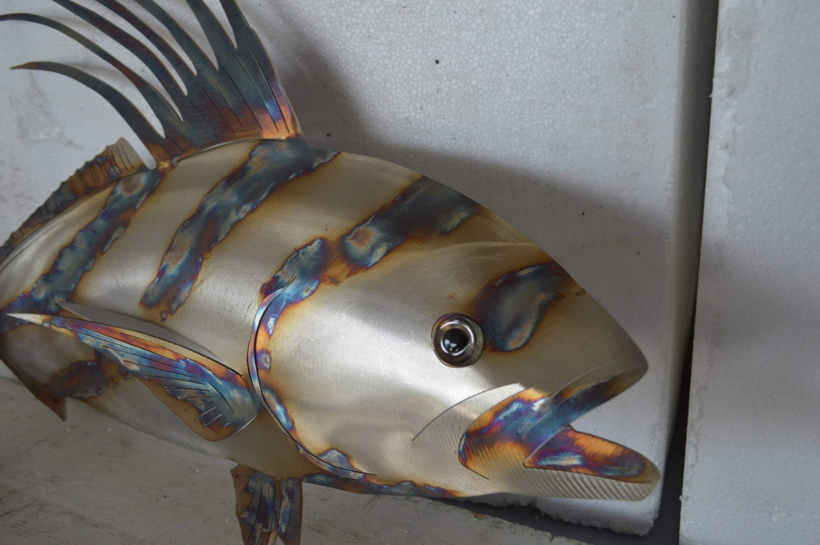 Snapper fish laser cut steel wall mounted - Size: 26"L x 2"W x 17"H. - 6