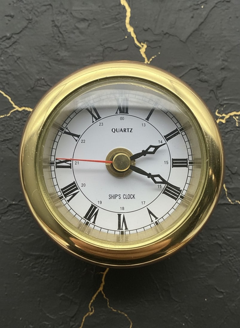 Antique Nautical Brass and Copper Diving Helmet Desk Clock Glass Face - 6