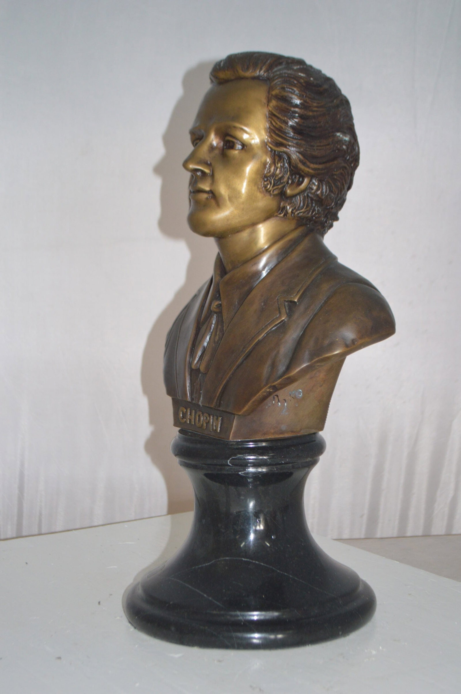 Frederic Francois Chopin Bust Bronze Statue - Size: 12"L x 8"W x 21"H. - 11