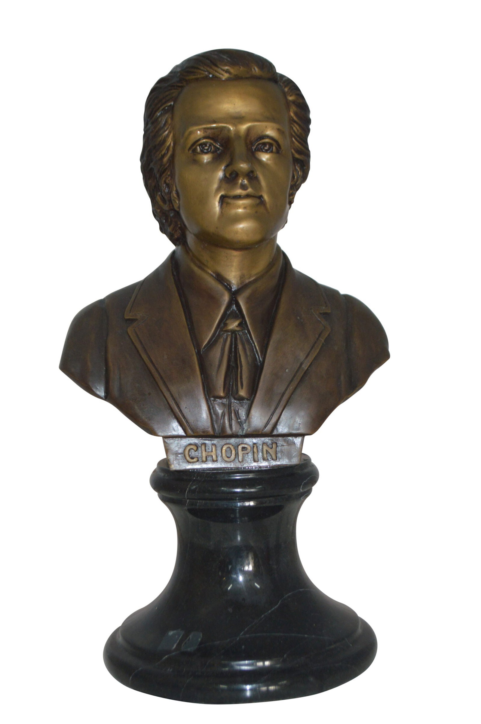 Frederic Francois Chopin Bust Bronze Statue - Size: 12"L x 8"W x 21"H.: Title:Frederic Francois Chopin Bust Bronze Statue - Size: 12"L x 8"W x 21"H. Description:Frederic Francois Chopin (1810-1849) was a Polish composer, virtuoso pianist, and music teacher of