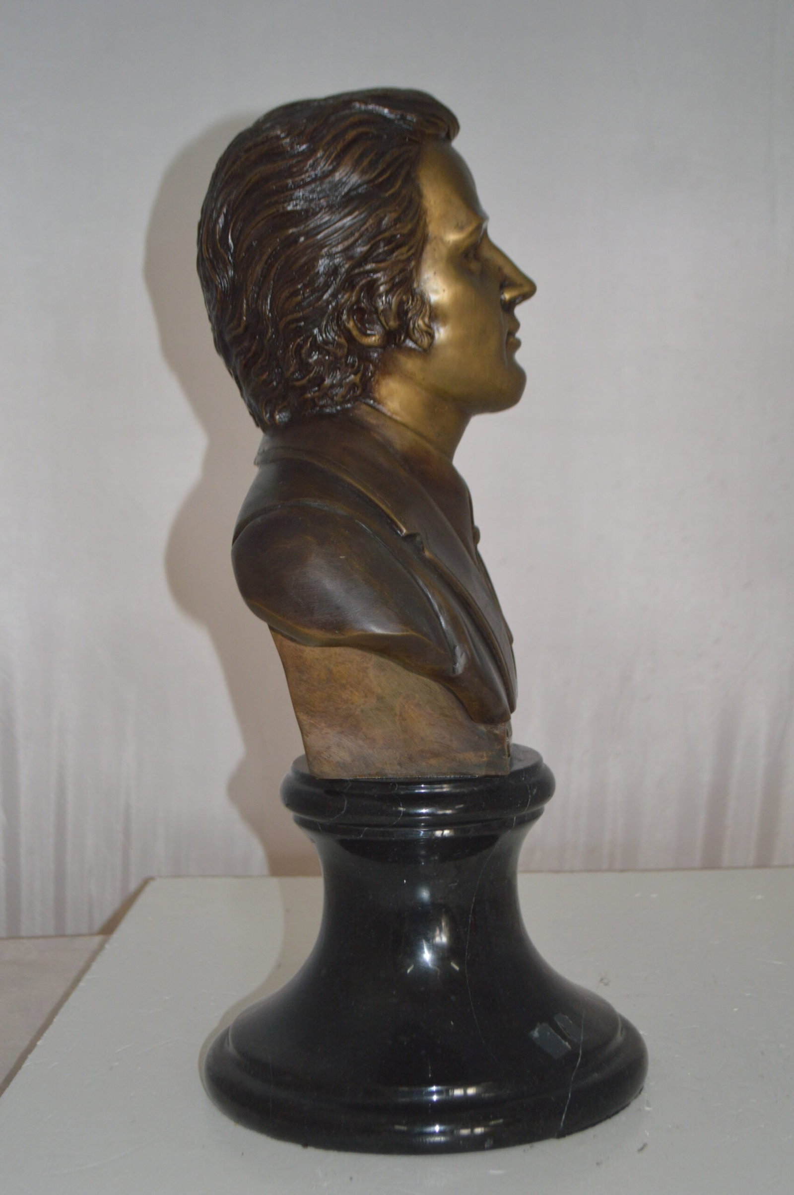 Frederic Francois Chopin Bust Bronze Statue - Size: 12"L x 8"W x 21"H. - 7