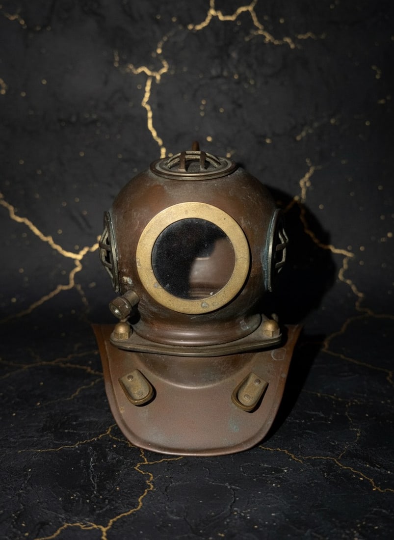 7" Antique Style Nautical Diving Helmet Metal Copper Brass Maritime Decor (1 of 5)