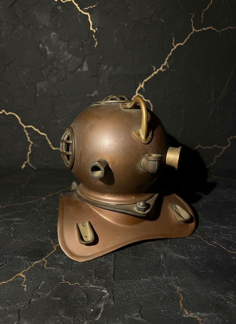 7" Antique Style Nautical Diving Helmet Metal Copper Brass Maritime Decor - 3