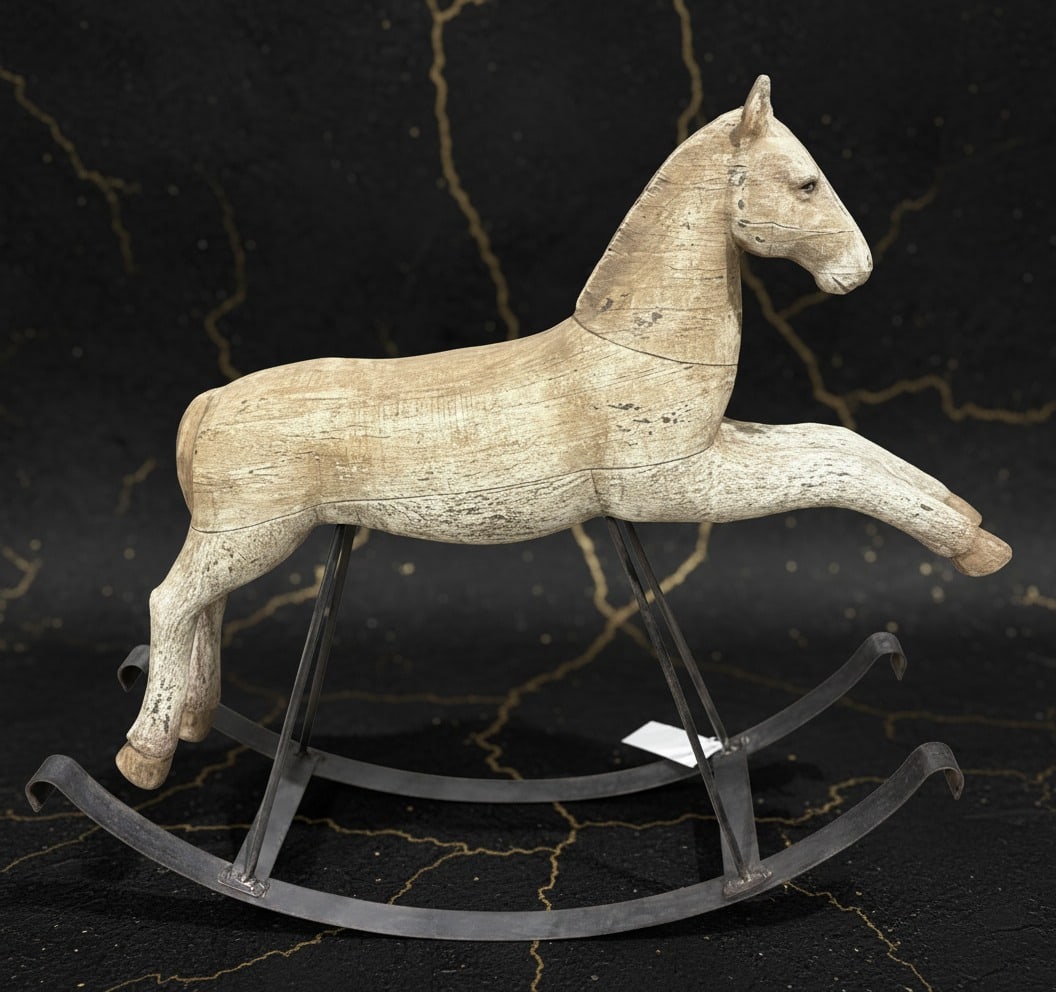Large Rustic Folk Art Style Rocking Horse Figurine Statue Decor - 2