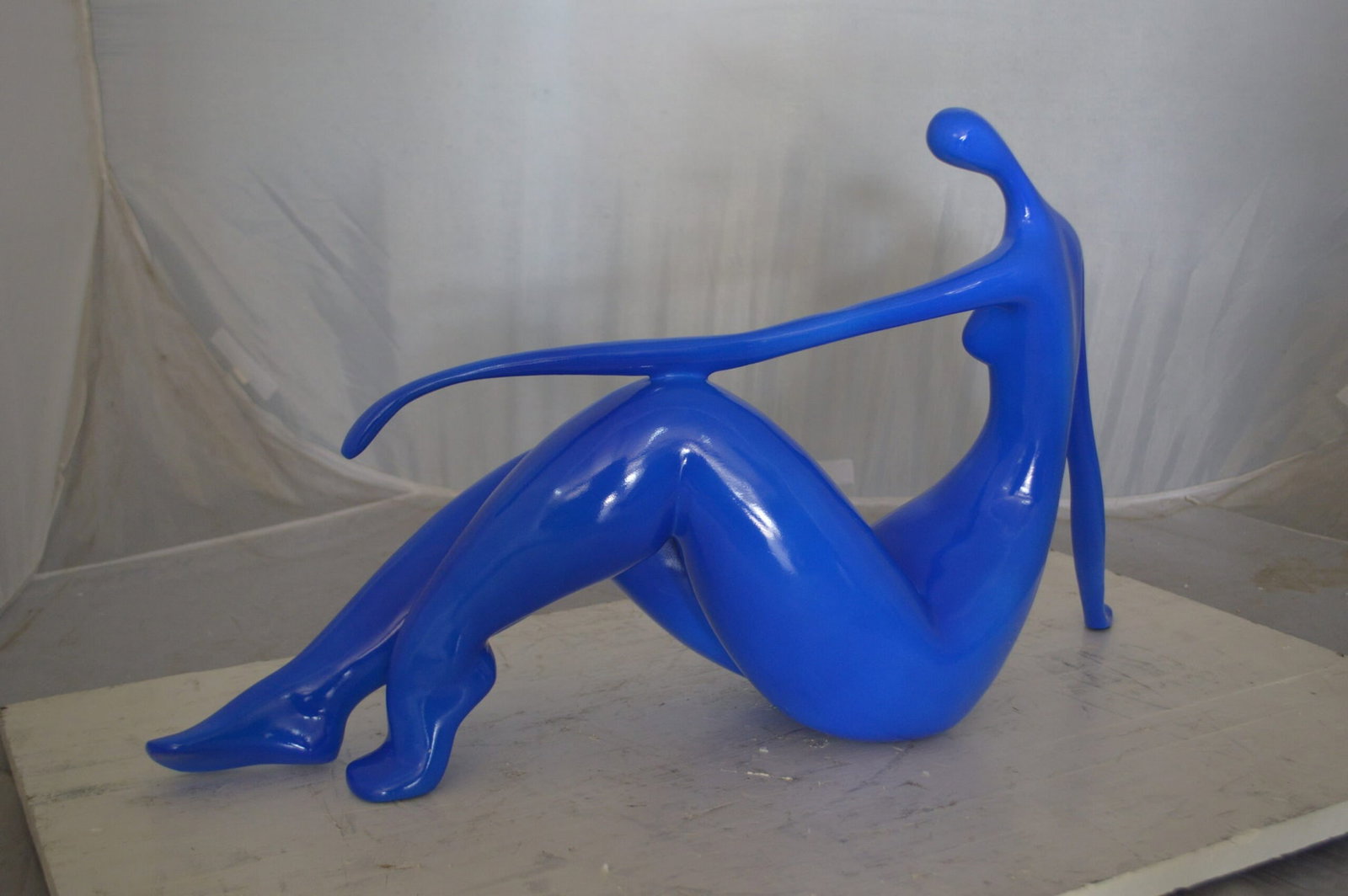 Modern Art Blue Women on the Beach Resin Statue - Size: 27"L x 8"W x 15"H. - 10