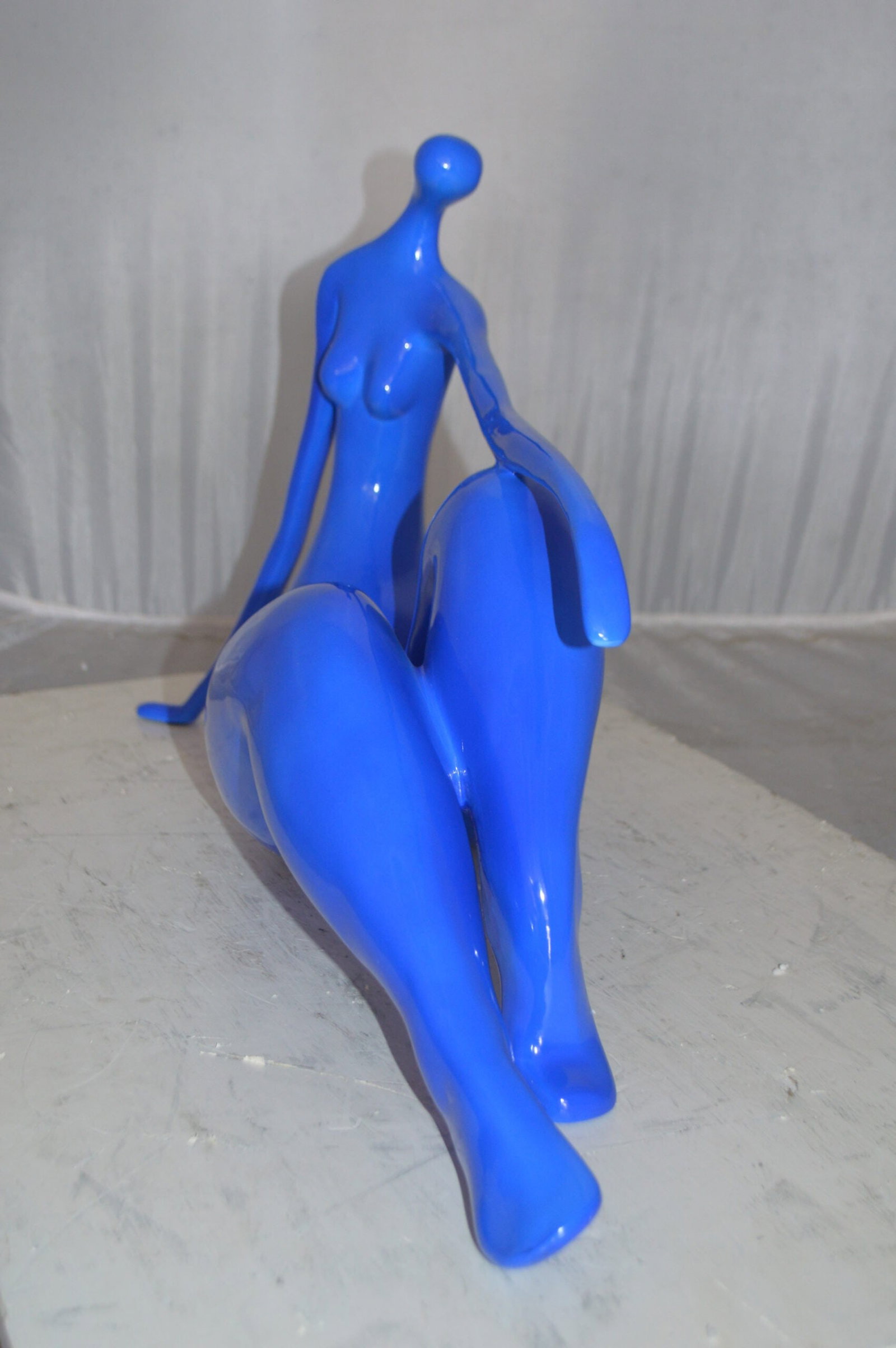 Modern Art Blue Women on the Beach Resin Statue - Size: 27"L x 8"W x 15"H. - 12